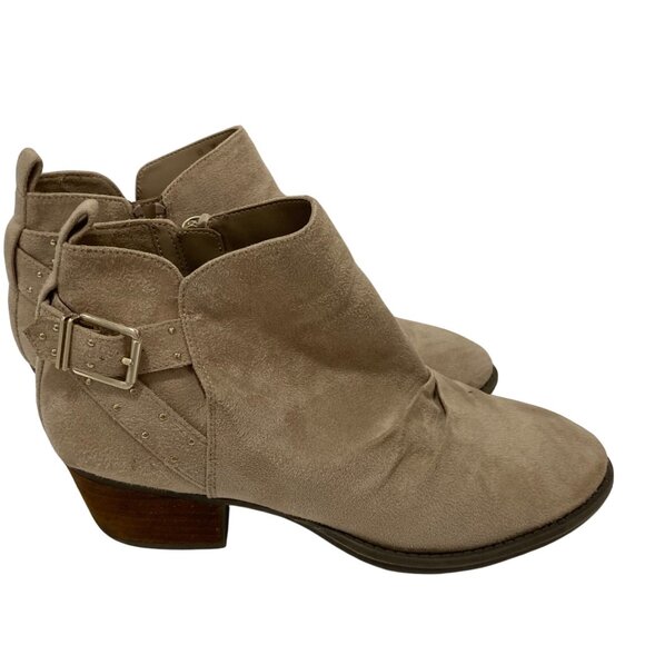 Dr. Scholls Tan Suede Ankle Booties With Straps & Buckle Accents - Womens Size 9 - Picture 1 of 10
